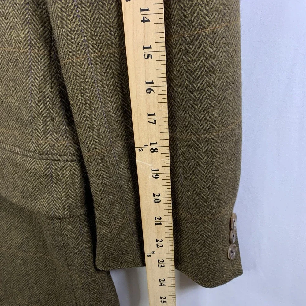 VTG 90s Banana Republic Mens Wool Herringbone Tweed Sport Coat Sz 44R Wide Lapel